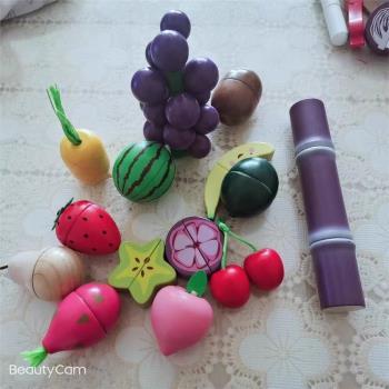 木質兒童切水果蔬菜切切樂磁性木制仿真切菜女孩男孩寶寶玩具套裝