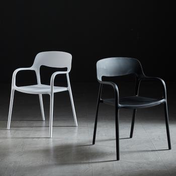 現代簡約休閑椅北歐設計餐椅扶手會議室靠背凳子網紅ins家用椅子