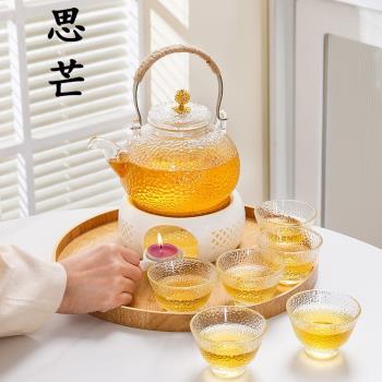 家庭下午茶茶具套裝玻璃花茶壺高檔家用蠟燭溫茶爐煮泡養生水果壺