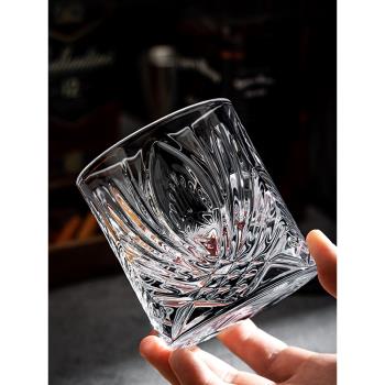威士忌酒杯家用水晶玻璃星芒切子洋酒杯子套裝創意古典加厚啤酒杯
