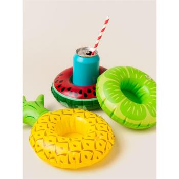 飲料游泳圈迷你水果造型可樂杯座杯托玩具氣墊動物游泳圈拍攝道具