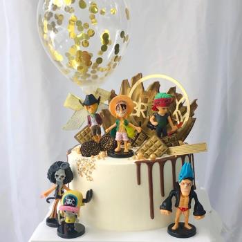 海賊王蛋糕裝飾路飛擺件插件生日插牌索隆火拳艾斯男孩男生航海王