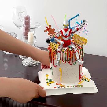 網紅奧特曼蛋糕裝飾擺件ins搞怪創意變形妖嬈男生日烘焙裝扮插件