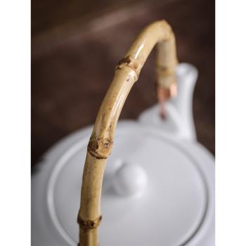 白色大茶壺陶瓷單壺家用茶具中式禪意竹提梁大號過濾泡茶壺中國風
