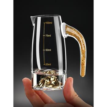 中式高端金箔分酒器白酒杯家用水晶玻璃小號一口杯倒酒壺收納套裝