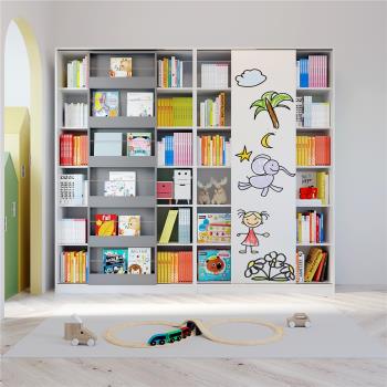 可比熊實木兒童書架落地書柜置物架可移動繪本收納架寶寶玩具柜