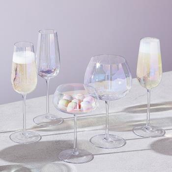 英國LS款出口彩虹紅酒杯套裝家用高腳杯子一對水晶玻璃葡萄酒奢華