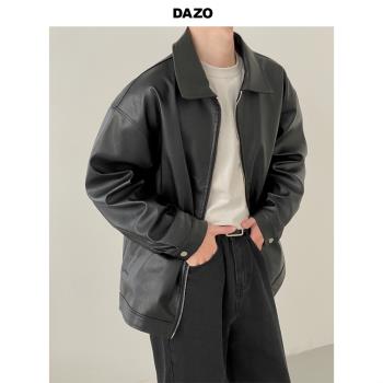 DAZO春秋款韓版夾克外套翻領皮衣