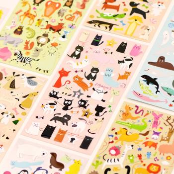 貓狗獅子鯨魚可愛海洋動物貼紙手帳賬兒童卡通裝飾防水杯子小貼畫