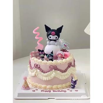 網紅庫洛米蛋糕裝飾擺件帕恰狗玉桂狗KT貓三麗歐兒童生日蛋糕裝飾