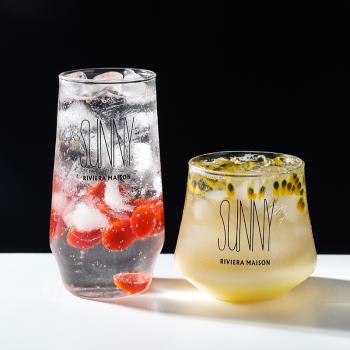 北歐網紅家用玻璃杯透明耐熱創意牛奶果汁飲料喝水杯子簡約ins風
