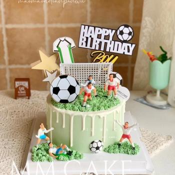 網紅創意足球男孩蛋糕裝飾擺件足球小子插件男生生日甜品臺裝扮