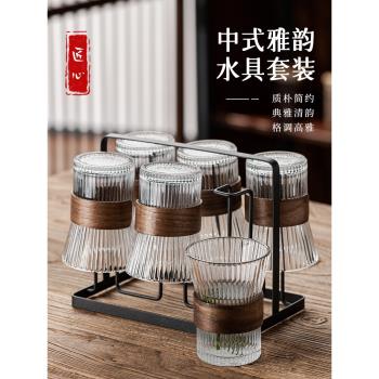 耐高溫中式水杯家用套裝客廳待客高顏值高階感玻璃花茶杯壺具喝水
