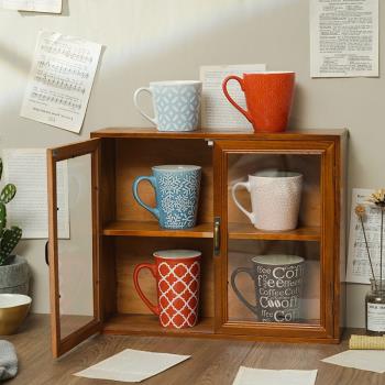 中式實木玻璃防塵茶杯水槽置物架化妝品桌面收納盒香水茶具展示架