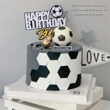 足球主題蛋糕裝飾擺件球迷配件爸爸男神老公父親生日蛋糕裝扮插件