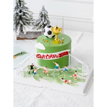 男孩生日蛋糕裝飾踢足球小將擺件世界杯足球主題蛋糕裝扮獎杯擺件