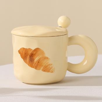 陶瓷杯子帶蓋帶勺子奶fufu馬克杯高顏值女生水杯辦公室咖啡早餐杯