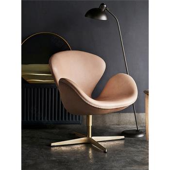 北歐設計師創意輕奢單人沙發椅天鵝椅Swan chair布藝椅會客接待椅