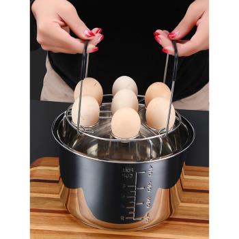 家用提手蒸蛋器不銹鋼蒸蛋籠廚房多功能蒸蛋羹固定腳架蒸格碗量杯