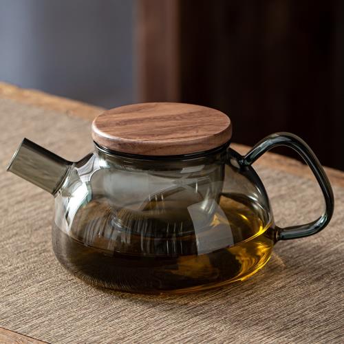 舊望格耐高溫煙灰色玻璃泡茶壺帶過濾家用花茶壺茶具套裝煮茶壺