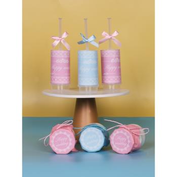 推推樂蛋糕筒貼紙婚禮甜品臺裝飾藍色粉色系列結婚布丁杯裝飾貼紙