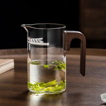 月牙過濾茶杯泡茶壺茶具綠茶泡茶器加厚玻璃公道杯茶漏一體分茶器