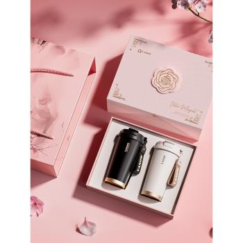 Vanow陶瓷內膽咖啡杯女生高顏值水杯情人節情侶保溫杯高階感一對