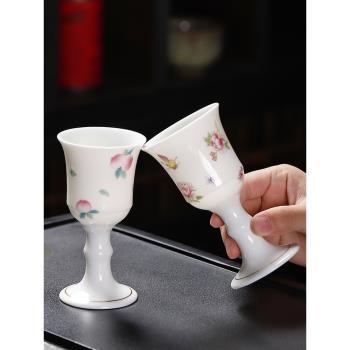 原源一兩陶瓷高腳杯羊脂玉葡萄酒烈酒杯中式復古酒盅仿古白酒酒杯