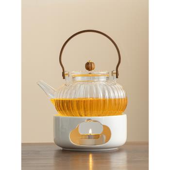 蠟燭煮茶爐套裝玻璃花茶壺公道杯加熱爐保溫底座溫茶器烤茶溫茶爐