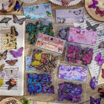 創意蝴蝶花園系列手賬貼紙防水貼pet水杯貼手機殼裝飾可愛小貼畫