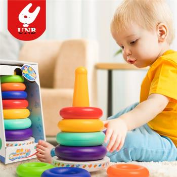 疊疊樂兒童益智彩虹塔套圈0-1一2周歲嬰幼早教六8八9個月寶寶玩具