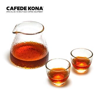 CAFEDE KONA錘目紋壺玻璃精品咖啡分享壺 加厚耐熱公道杯 杯套裝