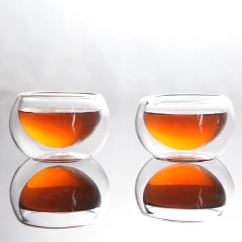 品茗杯 雙層耐熱玻璃 防燙手小杯子 小茶杯 玻璃茶杯 功夫茶具