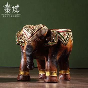 泰國木質大象凳子墩木凳換鞋凳實木茶幾圓矮凳結實東南亞風格家具