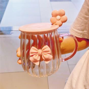 夏天水杯高顏值玻璃杯子帶蓋帶勺子馬克杯女生宿舍用咖啡早餐茶杯