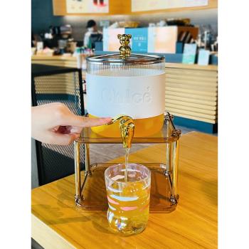 ins調酒桶簡約小熊蓋冷水壺飲料桶大容量耐高溫涼水壺網紅可樂桶