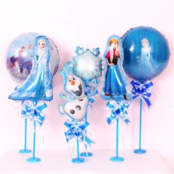 冰雪愛莎桌飄氣球公主艾莎主題女孩寶寶生日派對場景布置甜品臺