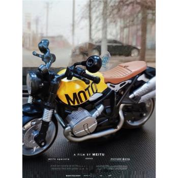 汽車擺件寶馬拿鐵模型玩具車載合金仿真摩托車車模公仔男機箱裝飾