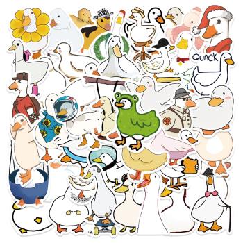 50張卡通簡筆畫鴨子貼紙可愛動物筆記本滑板水杯頭盔防水獎勵貼畫