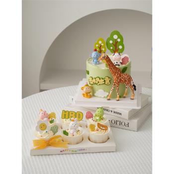 ins風韓式小豬小兔動物兒童生日派對蛋糕裝飾插牌甜品紙杯小插件