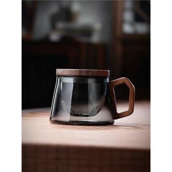 全度玻璃茶杯茶水分離杯子辦公室家用帶蓋過濾杯泡花茶紅茶三件杯
