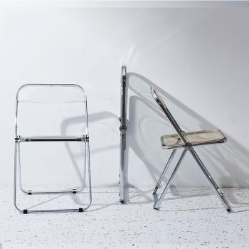 北歐餐椅透明椅子凳子網紅拍照椅子化妝椅簡易輕便靠背椅折疊椅