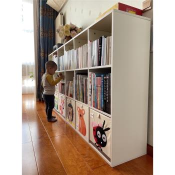 可比熊實木兒童書架書柜收納寶寶簡易置物架多層儲物柜落地格子柜