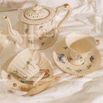 自留歐單法式復古優雅描金陶瓷水果花草茶咖啡杯碟壺下午茶具家用