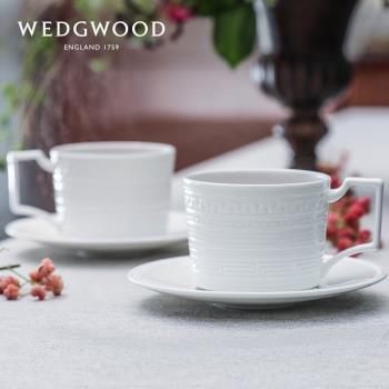 禮盒裝WEDGWOOD威基伍德意大利浮雕2杯2碟2勺 骨瓷歐式咖啡茶杯碟