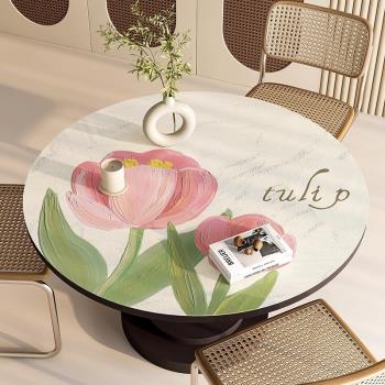 2023新款圓形桌墊可擦防水防油pvc餐桌客廳遮丑桌布皮革茶幾臺布