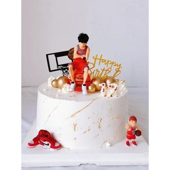 網紅籃球蛋糕裝飾品擺件套裝迷你球鞋球框男孩生日主題烘焙配件