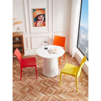 家用現代簡約客廳餐桌椅子塑料加厚靠背椅北歐成人休閑輕奢高凳子