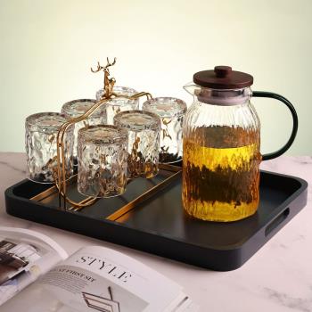 高顏值耐高溫玻璃水杯冷水壺水具套裝家用客廳喝水杯茶壺玻璃杯