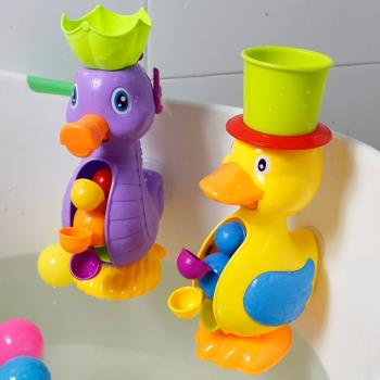 寶寶洗澡玩具套裝大黃鴨子水車轉轉樂兒童戲水玩具水車女孩男孩